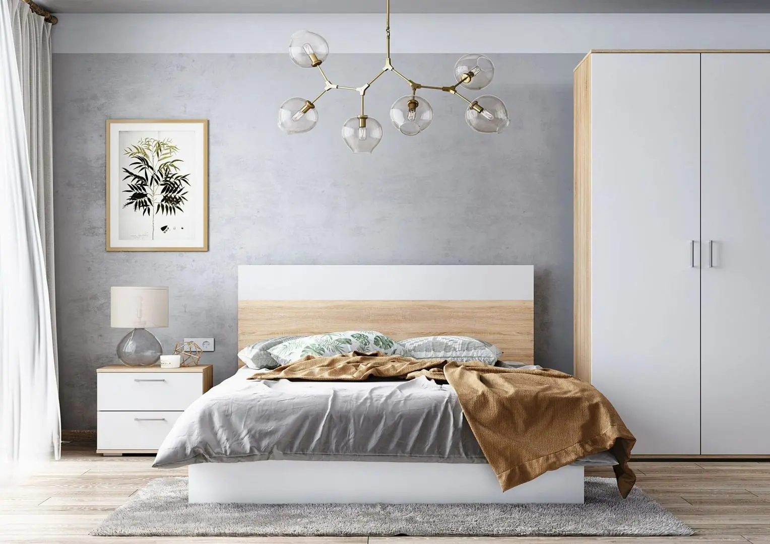 Dormitor Ideal Mobila Dante (Sonoma Oak/White)