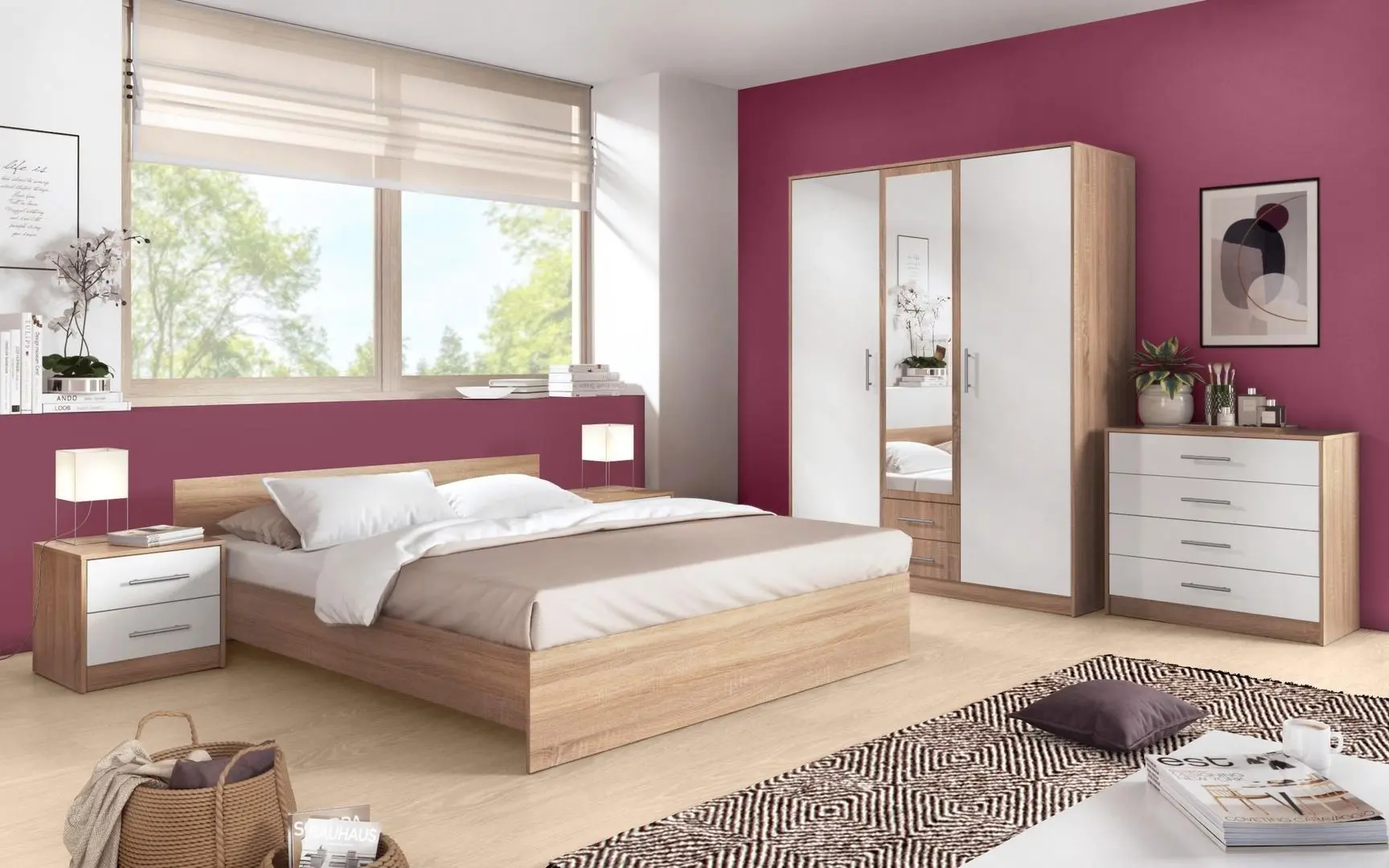 Dormitor Ideal Mobila Gabriel (Sonoma Oak/White)