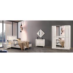 Dormitor Ideal Mobila Inci (White/Gold)