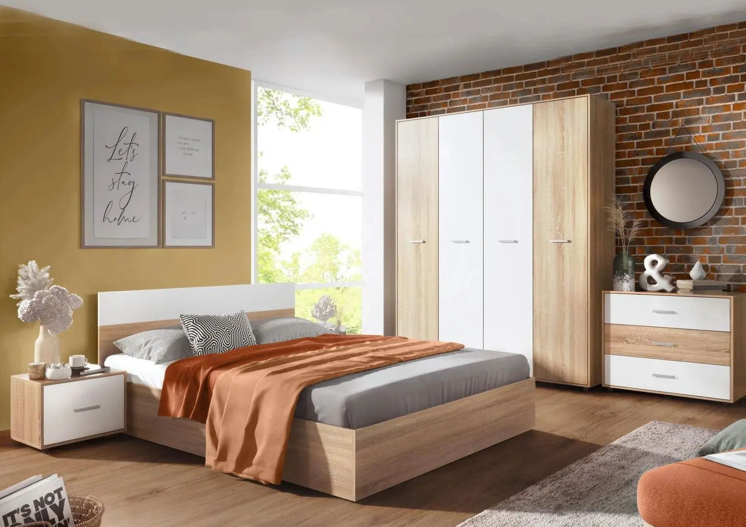 Dormitor Ideal Mobila Iris (Sonoma Oak/White)