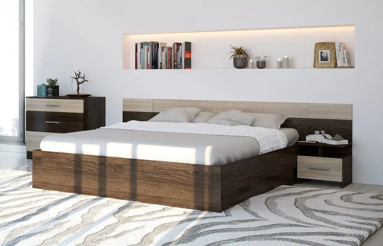 Dormitor Ideal Mobila Lesi (Sonoma Oak/Wenge)