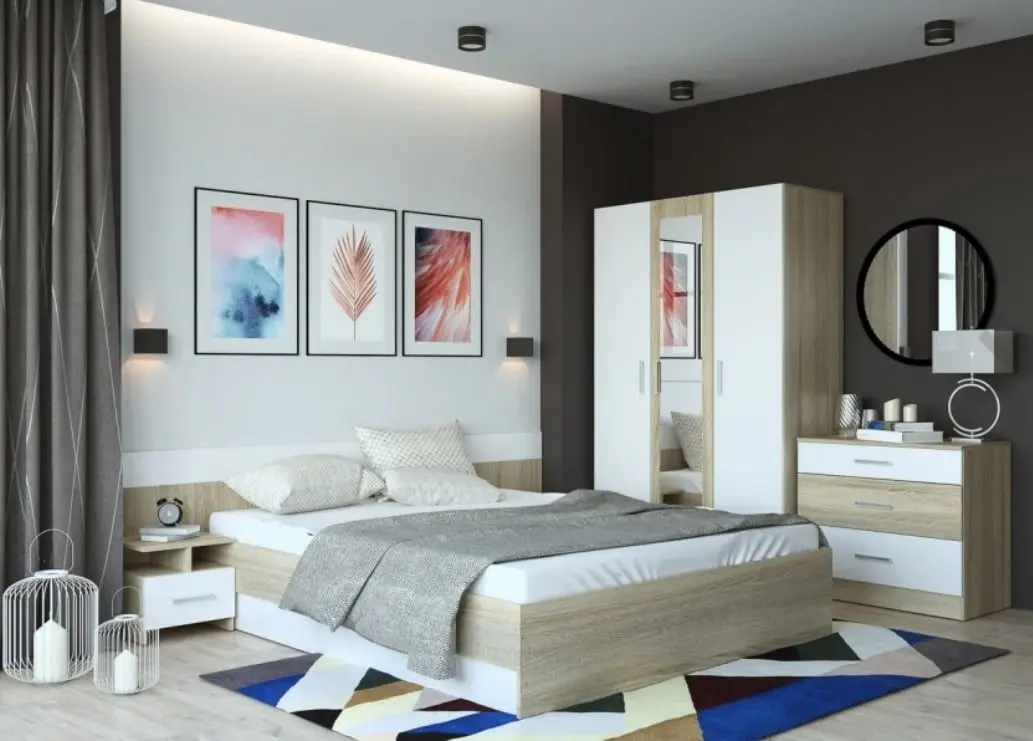 Dormitor Ideal Mobila Lesi (Sonoma Oak/White) - 3