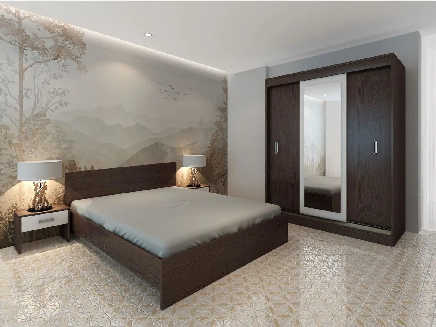 Dormitor Ideal Mobila Masha Dressing (Wenge/White)