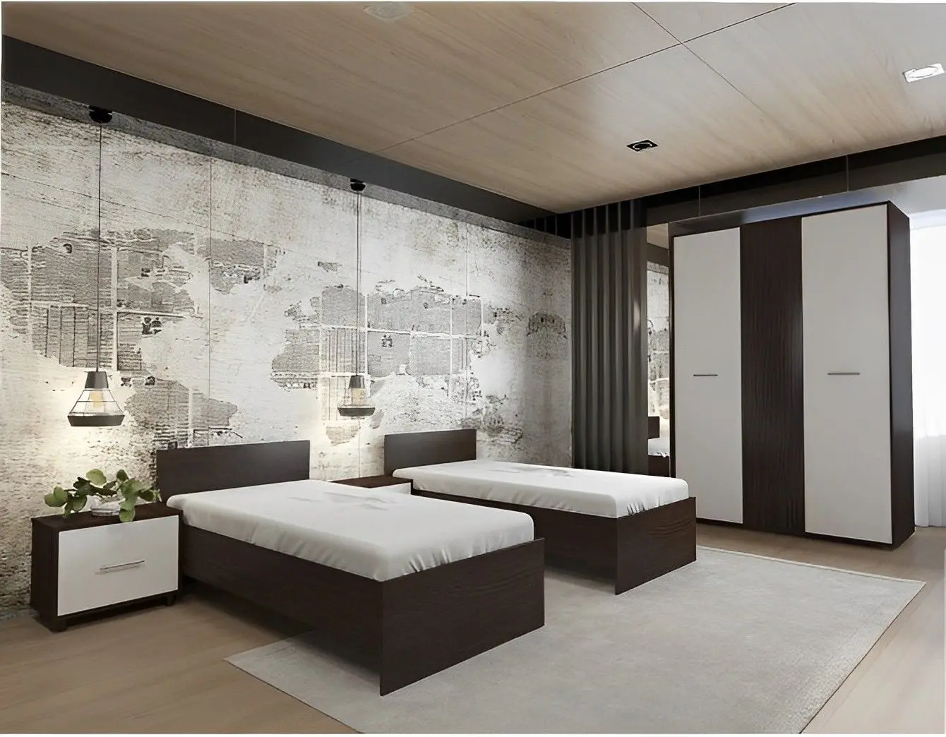 Dormitor Ideal Mobila Nova C360 (Wenge/White)