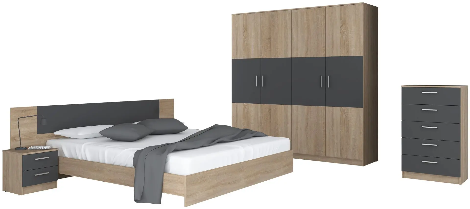 Dormitor Ideal Mobila Vegas (Sonoma Oak/Anthracite)