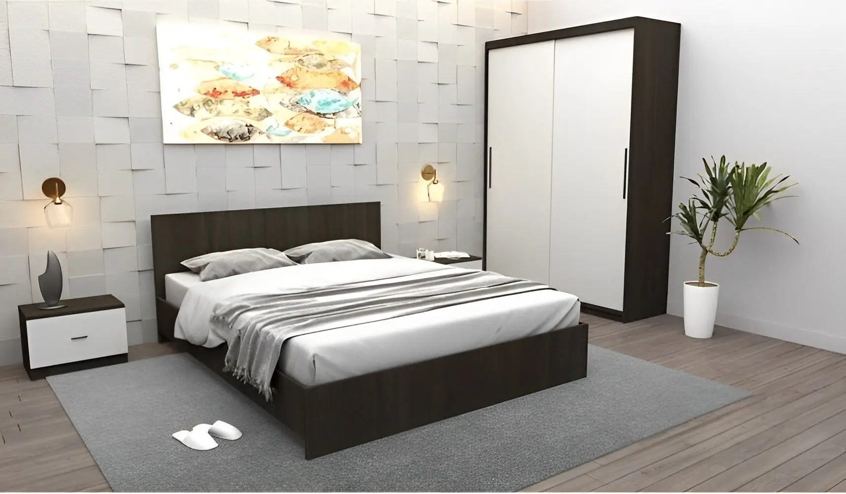 Dormitor Ideal Mobila Vista (Wenge/White)