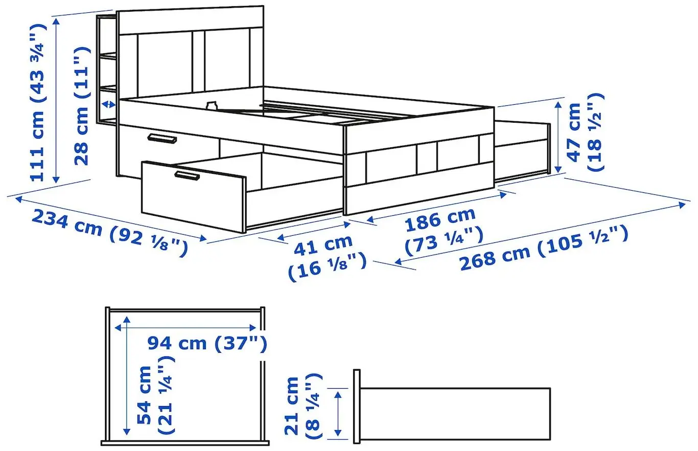 Dormitor Ikea Brimnes 3 piese 180x200 (Alb)