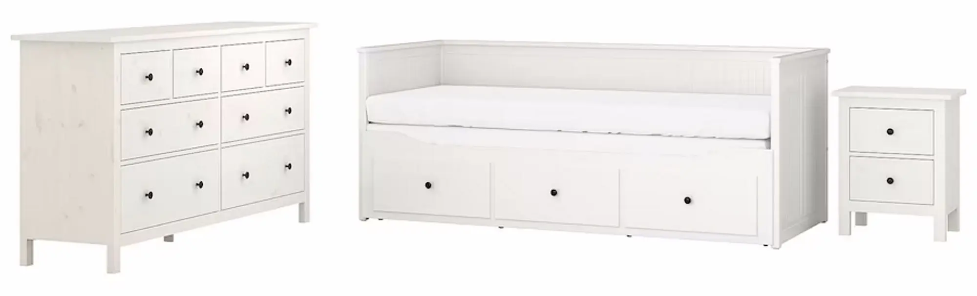 Спальная Ikea Hemnes 3 предмета/с прикроватной тумбой 80x200 (Белая Морилка)