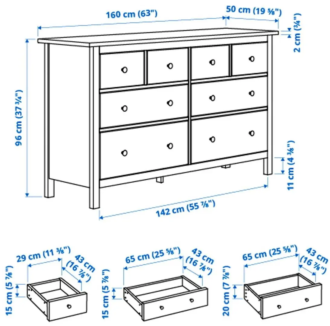 Спальная Ikea Hemnes 4 предмета 180x200 (Белая Морилка)
