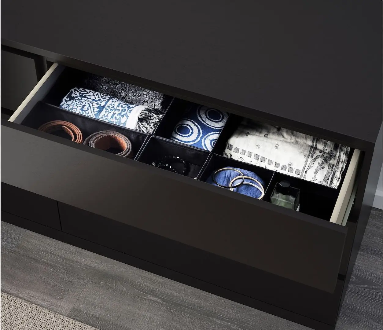 Спальная Ikea Malm 4 предмета 140x200 (Черно-коричневый)