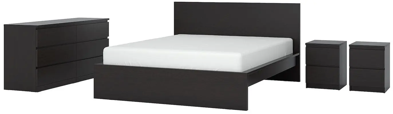Спальная Ikea Malm 4 предмета 140x200 (Черно-коричневый)