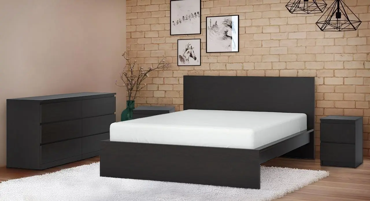 Спальная Ikea Malm 4 предмета 160x200 (Черно-коричневый)