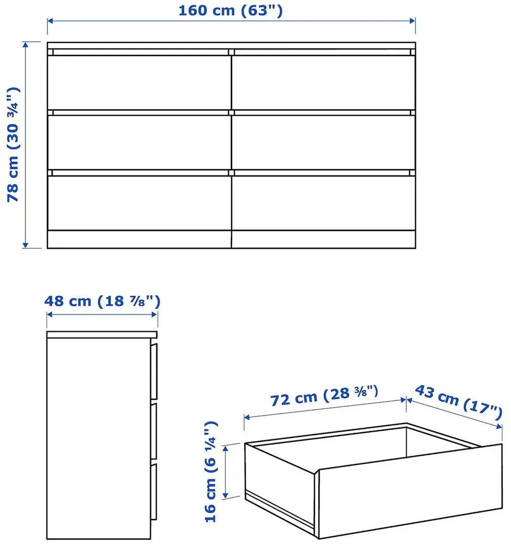 Спальная Ikea Malm 4 предмета 180x200 (Черно-коричневый)