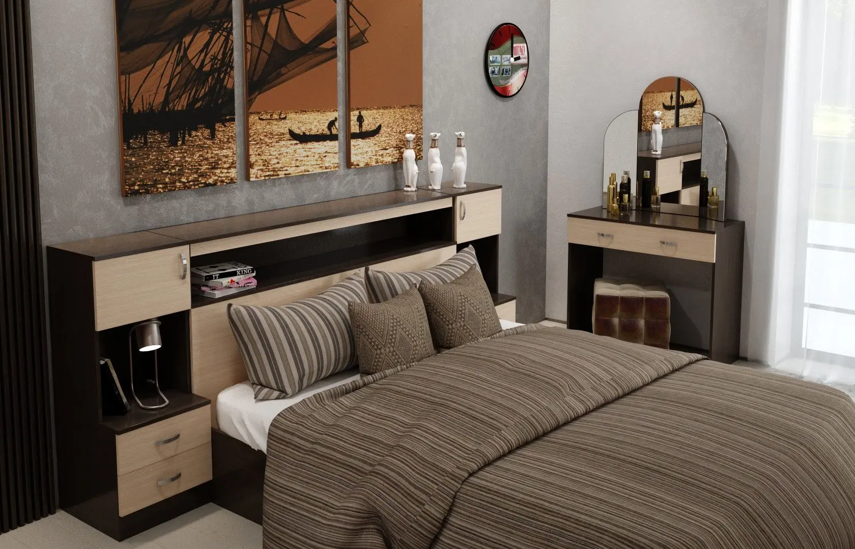 Dormitor Marcel Prod Basia Combi (Wenge/Birch)