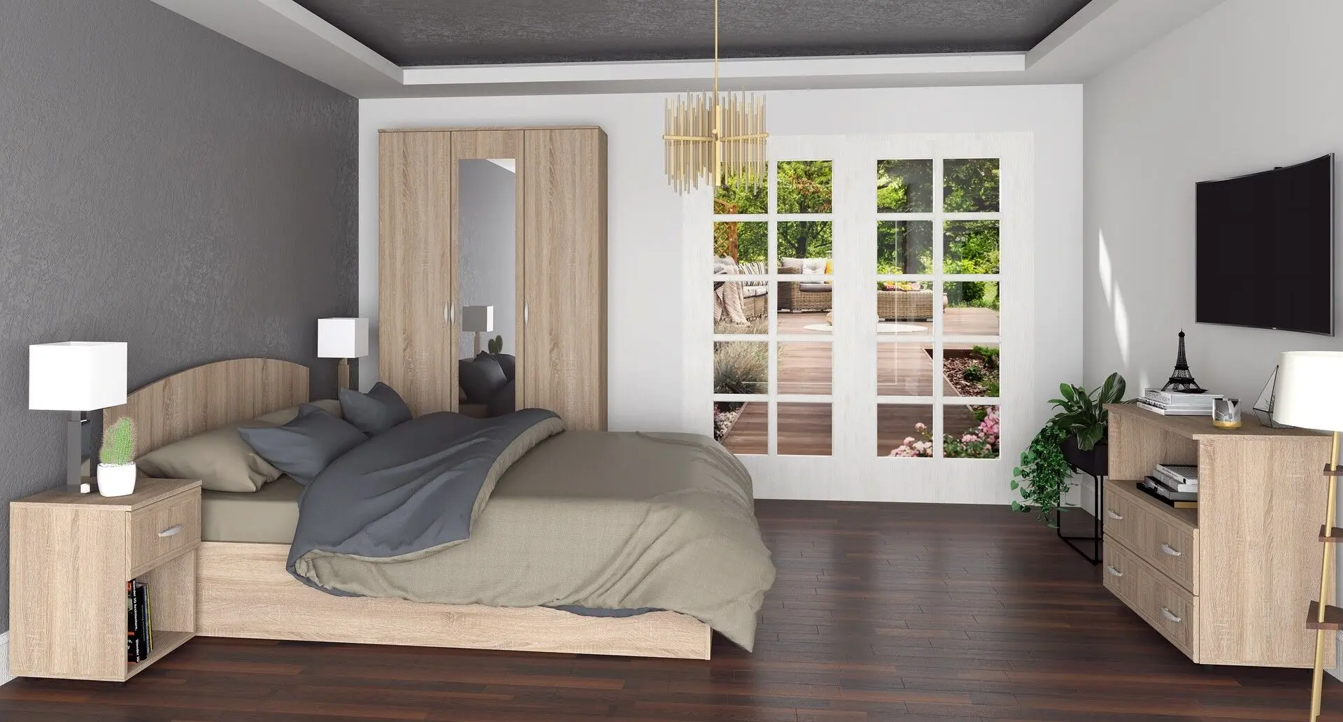 Спальня Marcel Prod Florin (Sonoma Oak) - 4