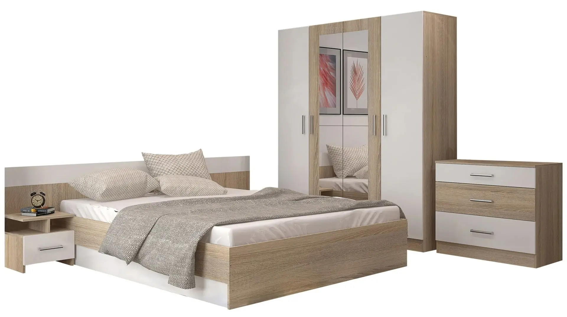 Dormitor Marcel Prod Lesi (White/Sonoma Oak)
