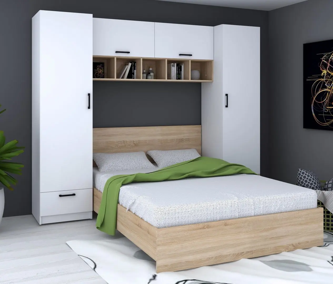 Dormitor Marcel Prod Teo (White/Sonoma Oak)