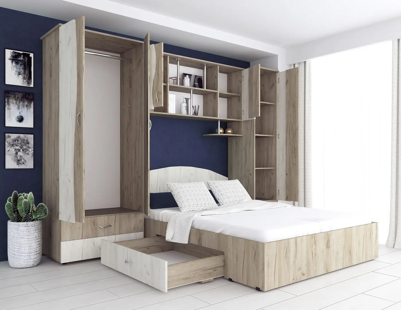 Dormitor Marcel Prod Tineret CU D2 (Craft Oak Gray/Craft Oak White)