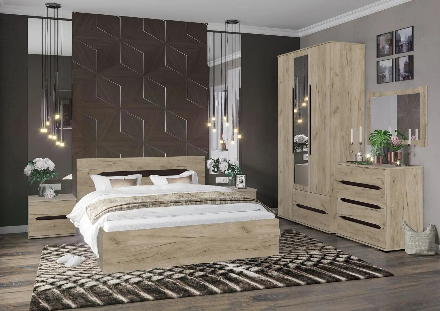 Dormitor Marcel Prod Valencia 3U (Craft Oak Gray)