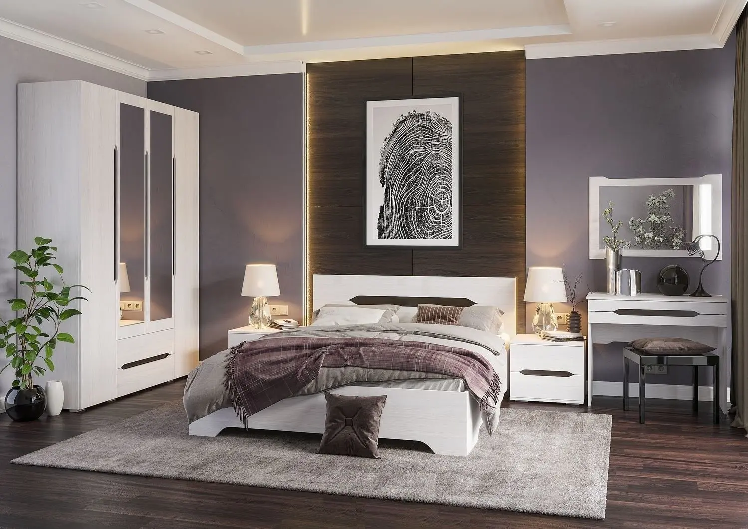 Dormitor Marcel Prod Valencia 4U (Craft Oak White)