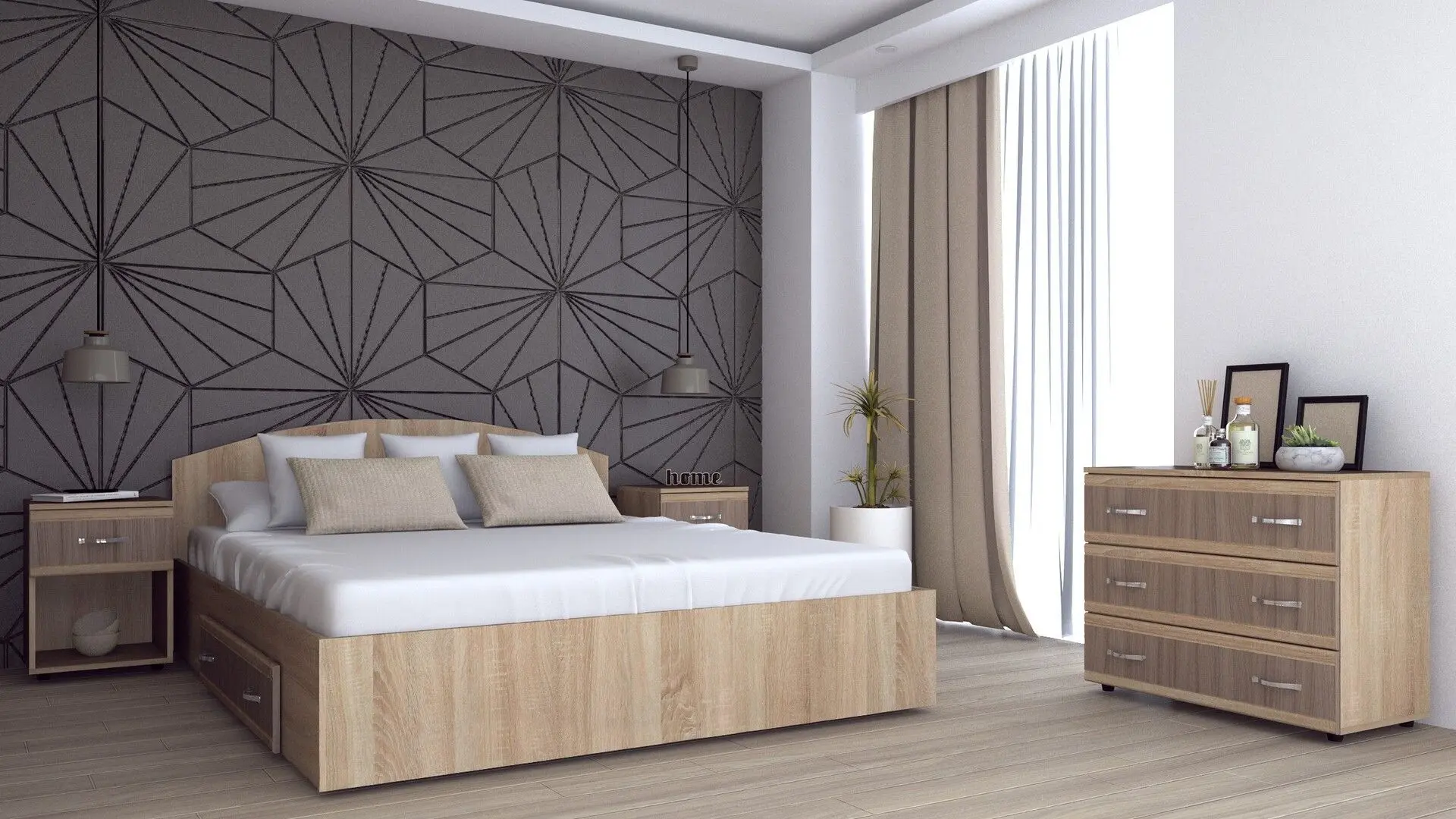 Спальня Marcel Prod Valy (Sonoma Oak/Sonoma Oak Truffle)