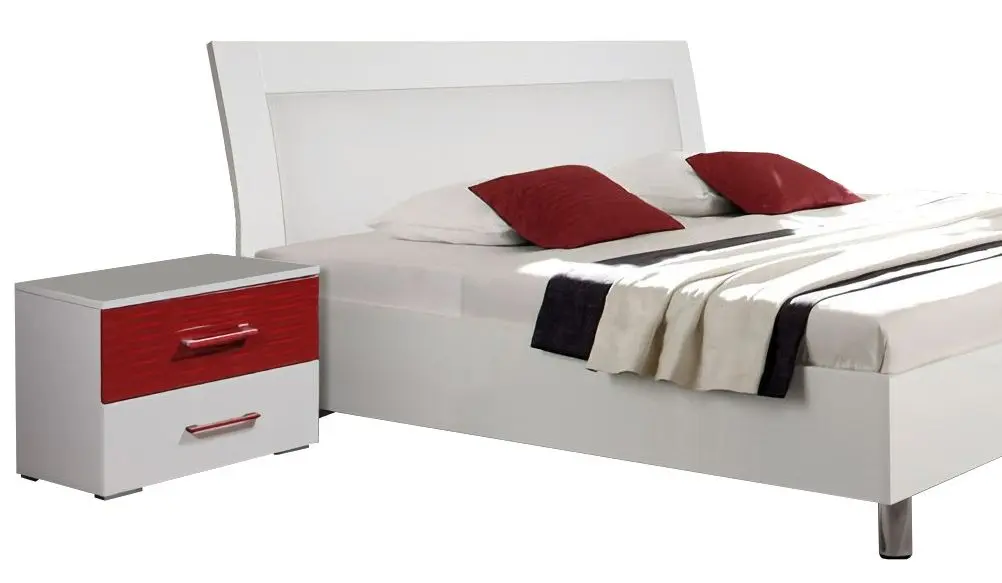 Dormitor Marcel Prod Vienna (White Gloss/Red)
