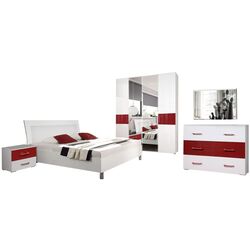 Dormitor Marcel Prod Vienna (White Gloss/Red)