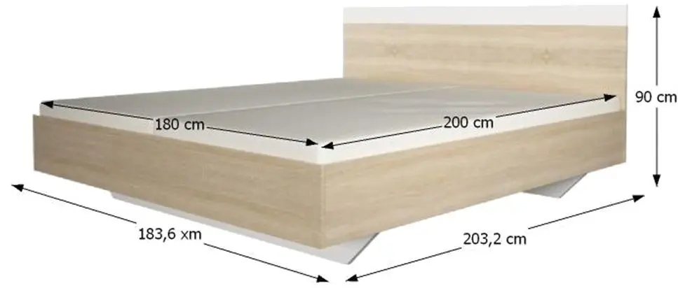 Dormitor Tempo Kondela Gabriela New 180x200 (Sonoma Oak/White)