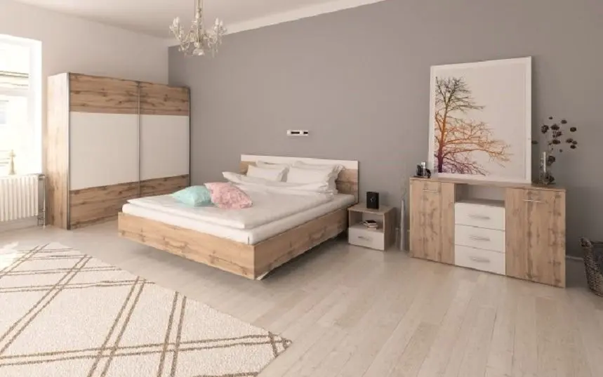 Спальня Tempo Kondela Gabriela New 180x200 (Wotan Oak/White)