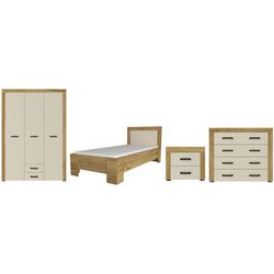 Спальня Yasen Денвер 1200 Дуб Крафт Золотой/Ваниль (ламельное основание)