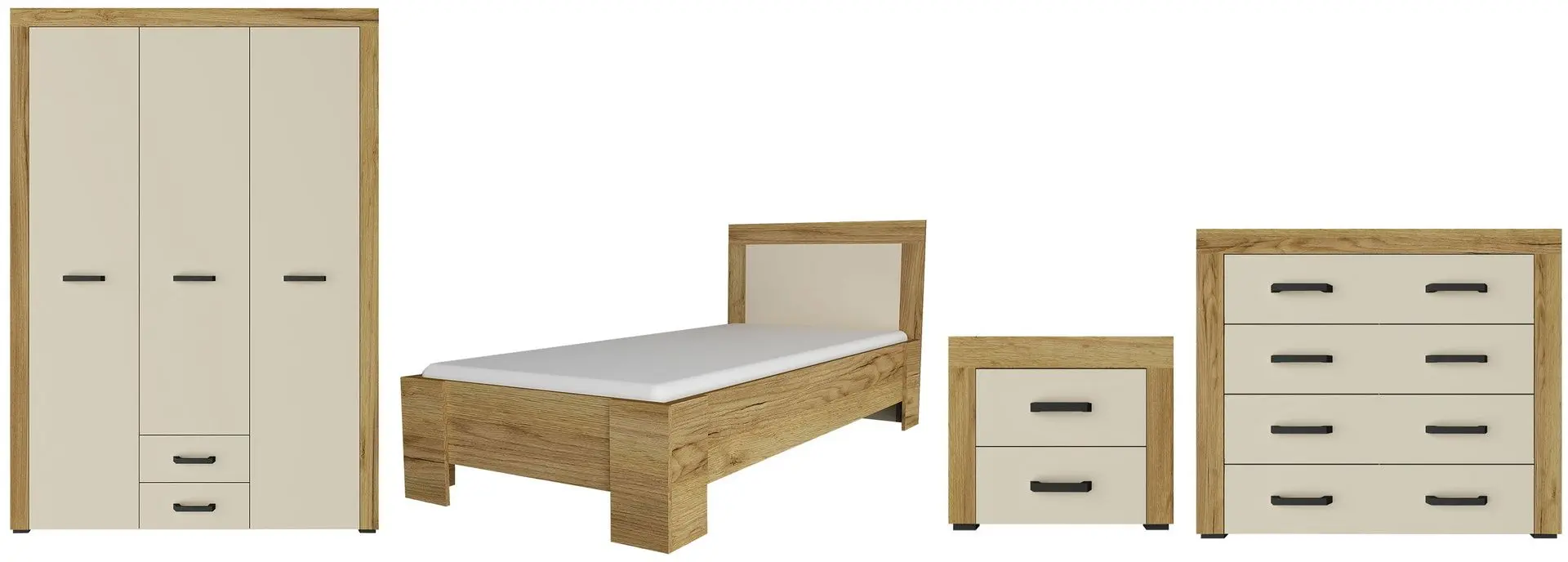 Dormitor Yasen Denver 1200 Craft Oak Gold/Vanilla (bază lamele)