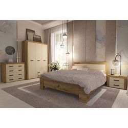 Dormitor Yasen Denver 1400 Craft Oak Gold/Vanilla (bază lamele)