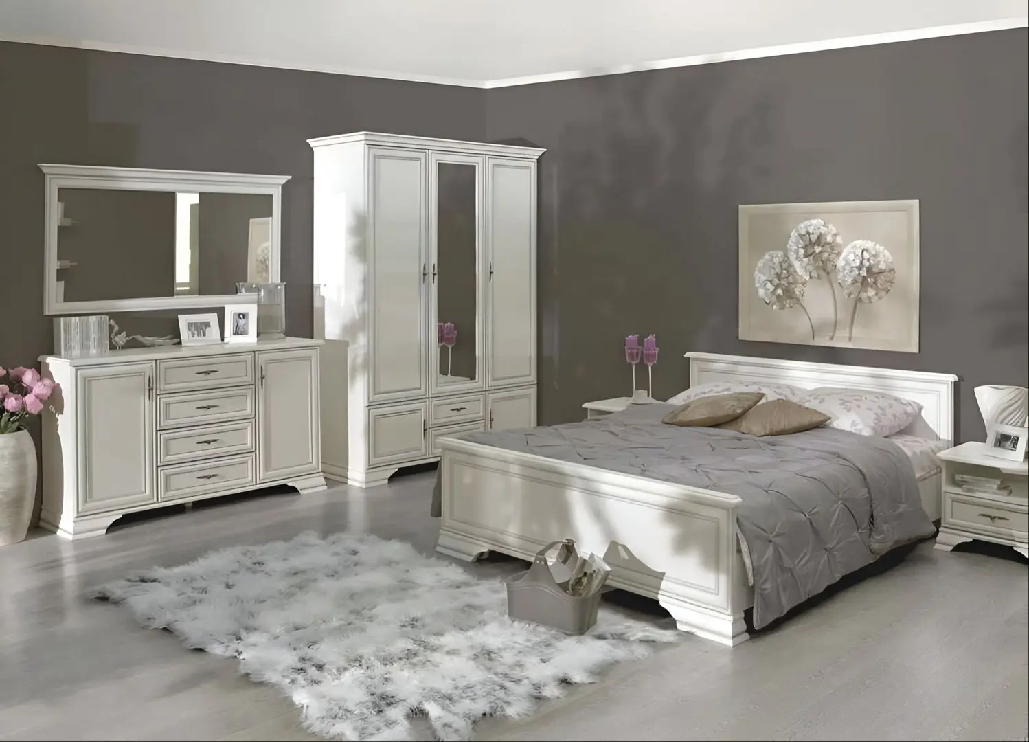 Спальня Yasen Кентуки 1600 + KOM1S + KOM2D4S + SZF5D2S (Альпийский Белый)