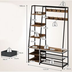 Прихожая Costway HU10246CF (Brown/Black) Thumb