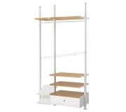 Sistem depozitare Ikea Elvarli 135x51x222-350 (Alb/Bambus)