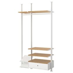 Sistem depozitare Ikea Elvarli 135x51x222-350 (Alb/Bambus)