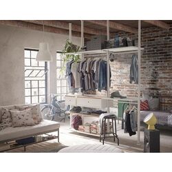 Sistem depozitare Ikea Elvarli 218x51x222-350 (Alb/Bambus) Thumb