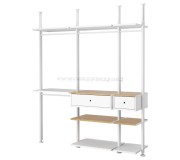 Sistem depozitare Ikea Elvarli 218x51x222-350 (Alb/Bambus)