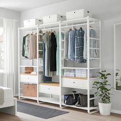 Sistem depozitare Ikea Elvarli 3 sectiuni 245x55x216 (Alb/Bambus) Thumb