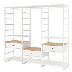 Sistem depozitare Ikea Elvarli 3 sectiuni 245x55x216 (Alb/Bambus)