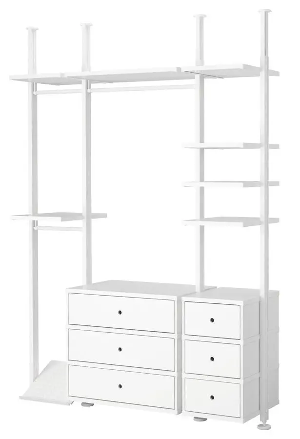 Sistem depozitare Ikea Elvarli 3 sectiuni/6 sertare 178x51x222-350 (Alb)
