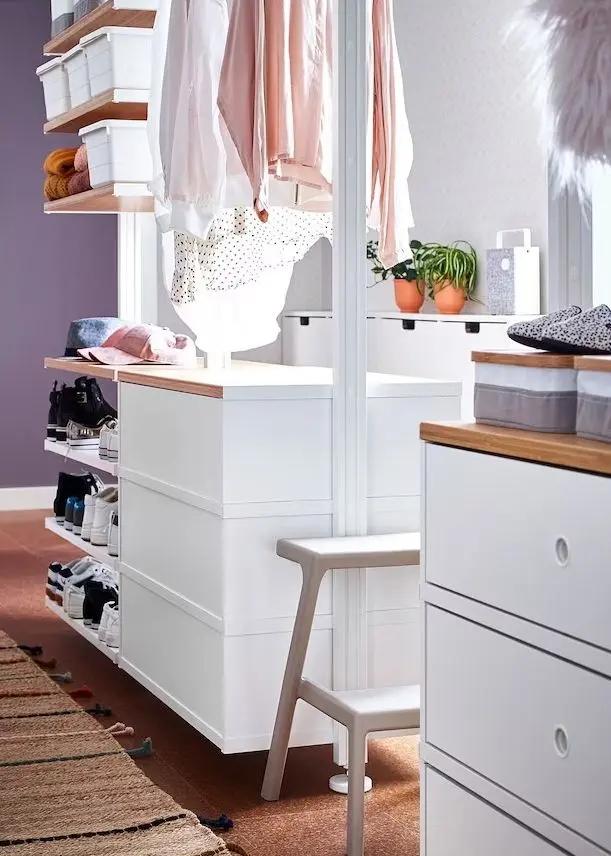 Sistem depozitare Ikea Elvarli 385x51x222-350 (Alb/Bambus)