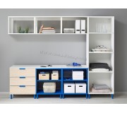 Sistem depozitare Ikea Platsa 1 usa/3 sertare 240x42x191 (Alb Kalbaden/Albastru)