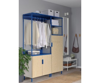 Sistem depozitare Ikea Platsa 140x42x191 (Alb Kalbaden/Albastru)