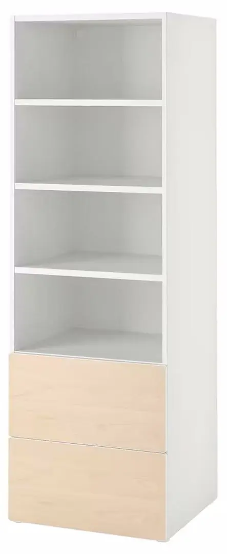 Etajera Ikea Smastad/Platsa 2 sertare 60x57x181 (Alb/Mesteacan)