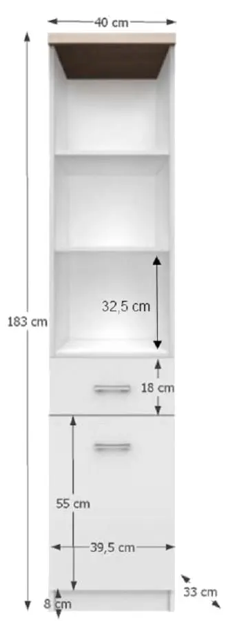 Etajera Tempo Kondela Topty 1D1S (White/Sonoma Oak)