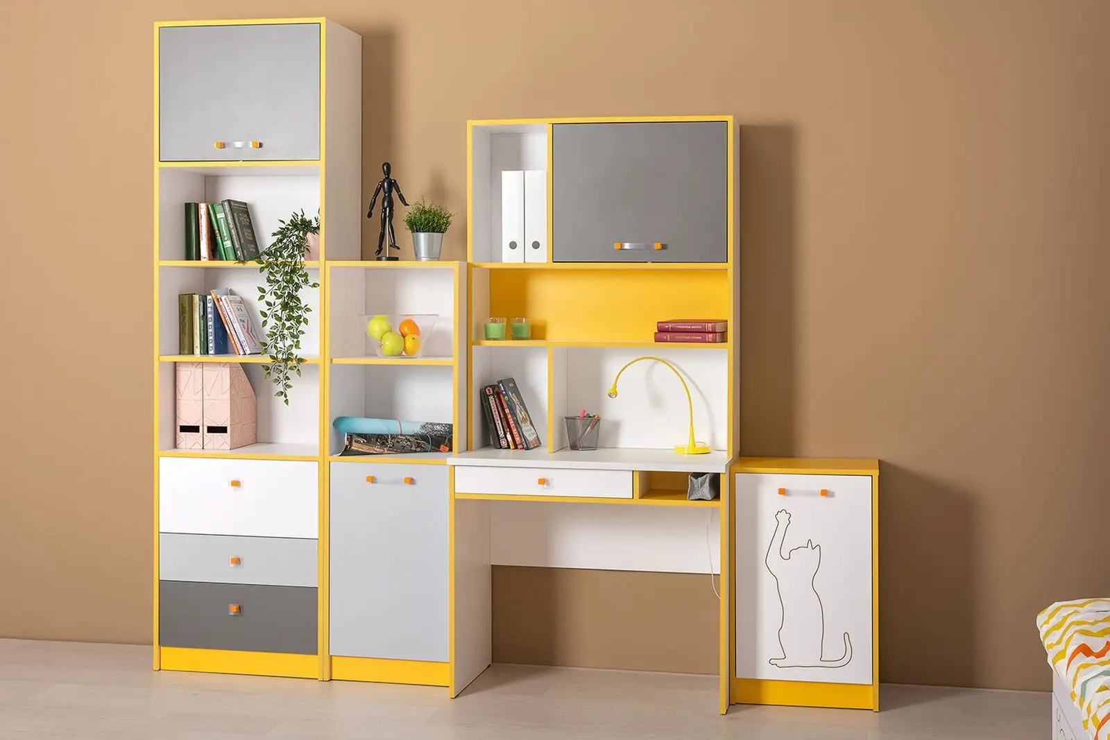 Стеллаж Mobi Альфа 09.135 (Солнечный Свет/Серый/Белый Премиум) - 3