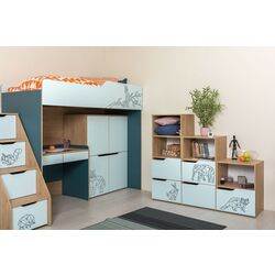 Стеллаж Mobi Гудвин 13.26 (Гикори Рокфорд Натуральный/Бензин/Мята) Thumb