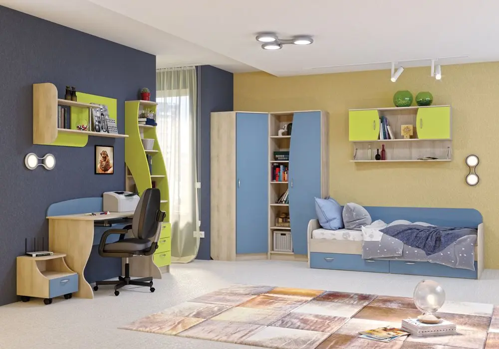 Стеллаж Mobi Ника 410 (Бук Песочный/Зеленый Лайм) - 2