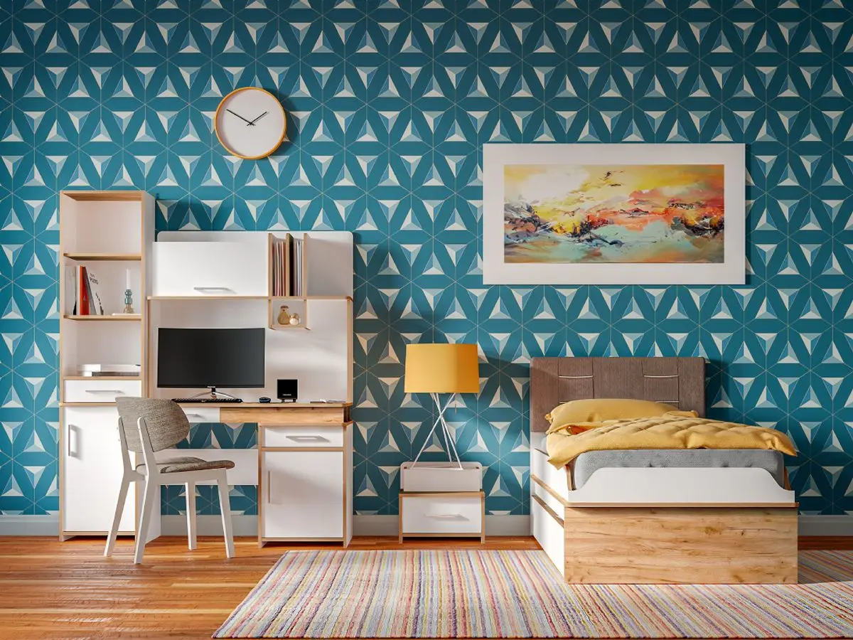 Etajera Mobi Vudi 10.127 (White Premium/Oak Craft Golden) - 3